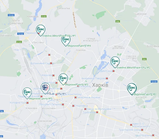 ERC карта відділень Харків